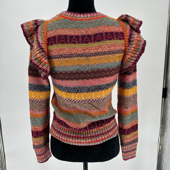 Anthropologie Pilcro Colorful Multicolor‎ Striped Knit Lalala Sweater Boho XS - Picture 6 of 9